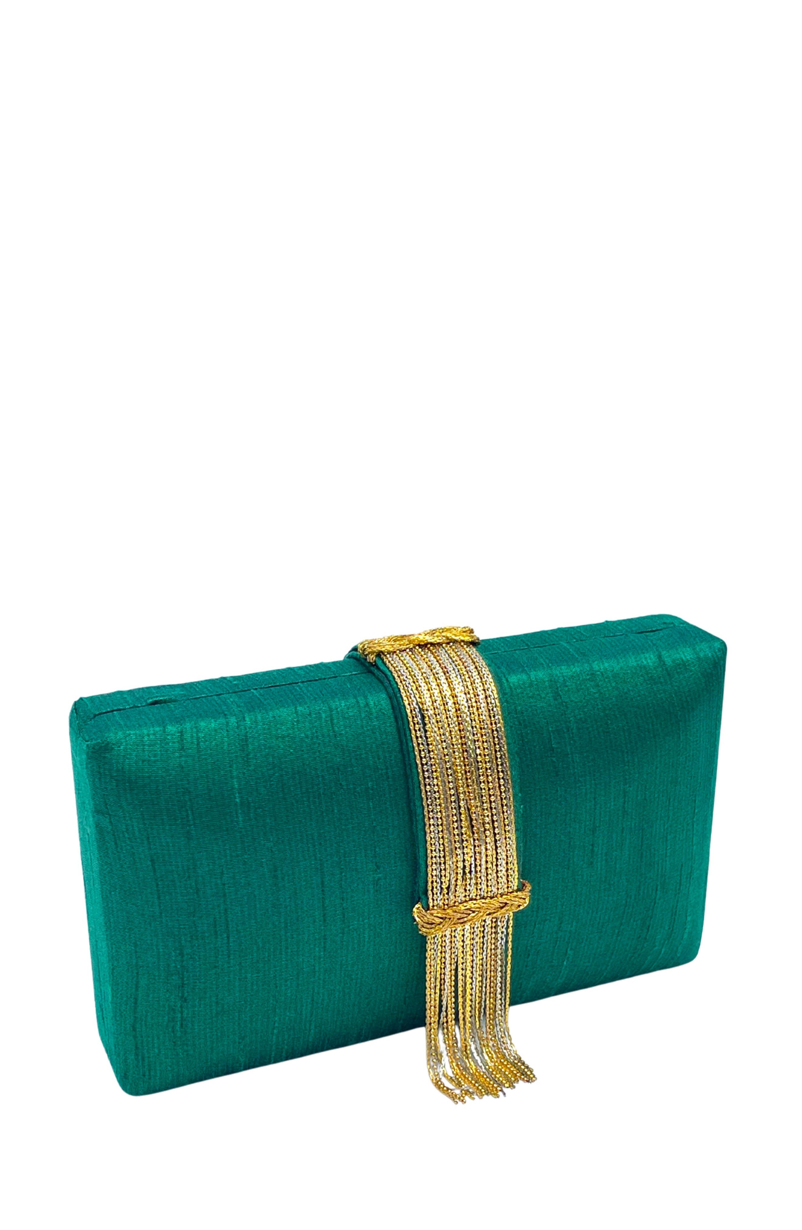 Simitri Jewel Fringe Clutch, Alternate, color, Emerald Green