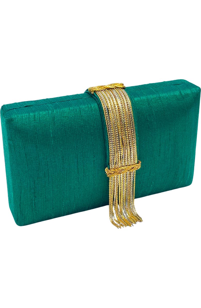 Simitri Jewel Fringe Clutch, Alternate, color, Emerald Green