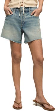 Lucky Brand Floral Embroidered Baggy Denim Cutoff Shorts