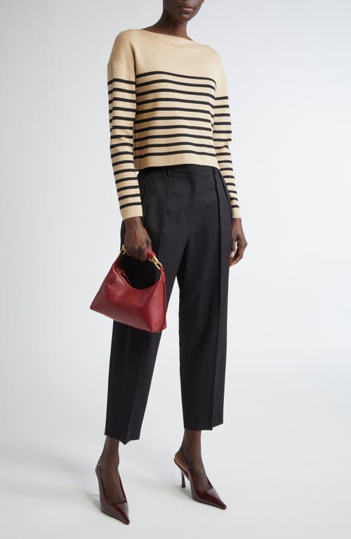 Altuzarra Ronnie Stripe Boatneck Silk & Cotton Sweater In Brown