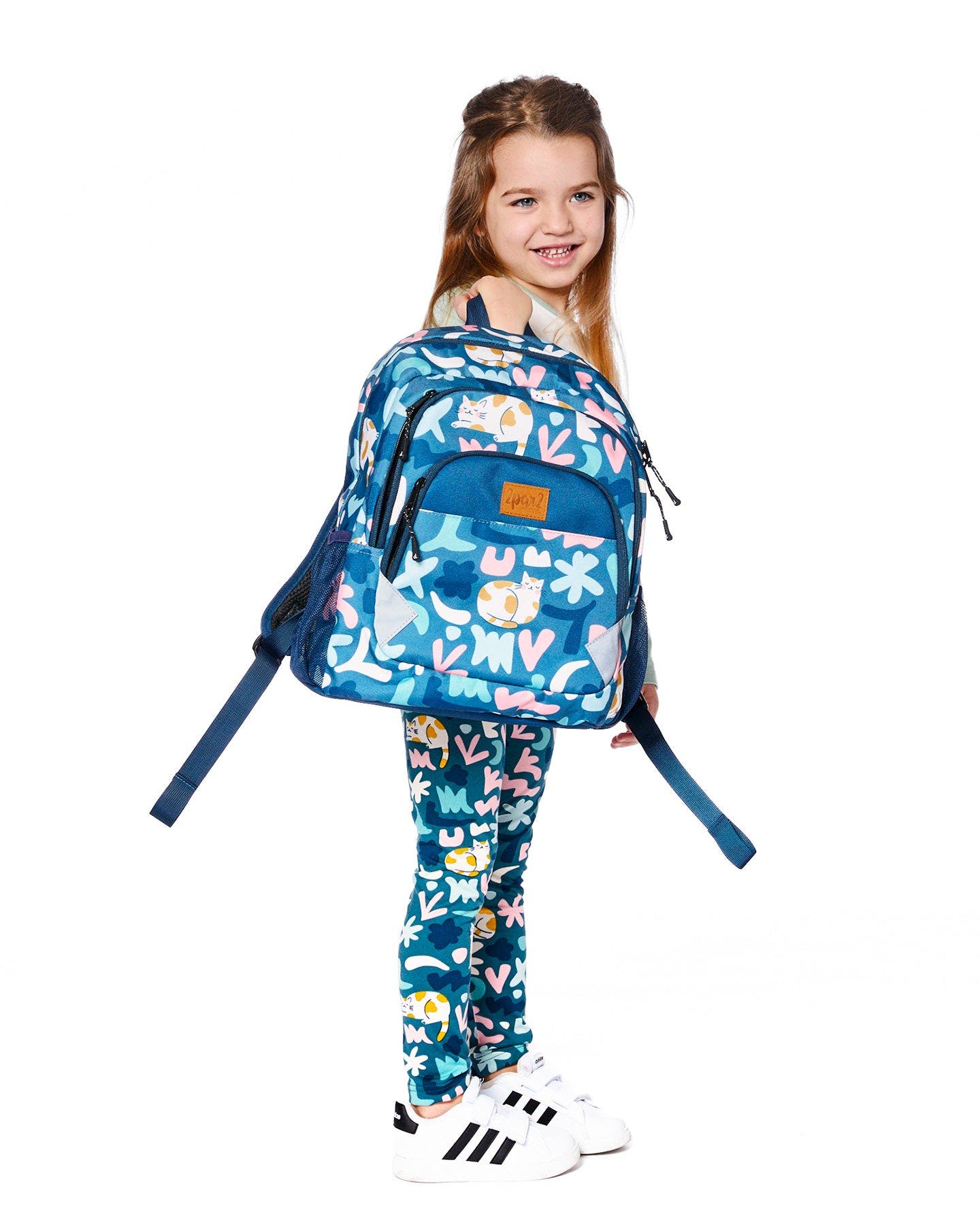 Deux par Deux Little Kids Backpack Cat, Alternate, color, Green