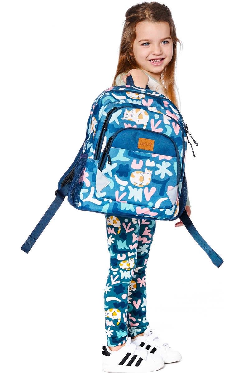 Deux par Deux Little Kids Backpack Cat, Alternate, color, Green