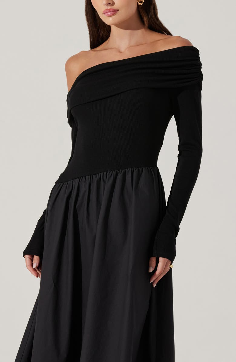 ASTR the Label Off the Shoulder Long Sleeve Dress, Alternate, color, Black