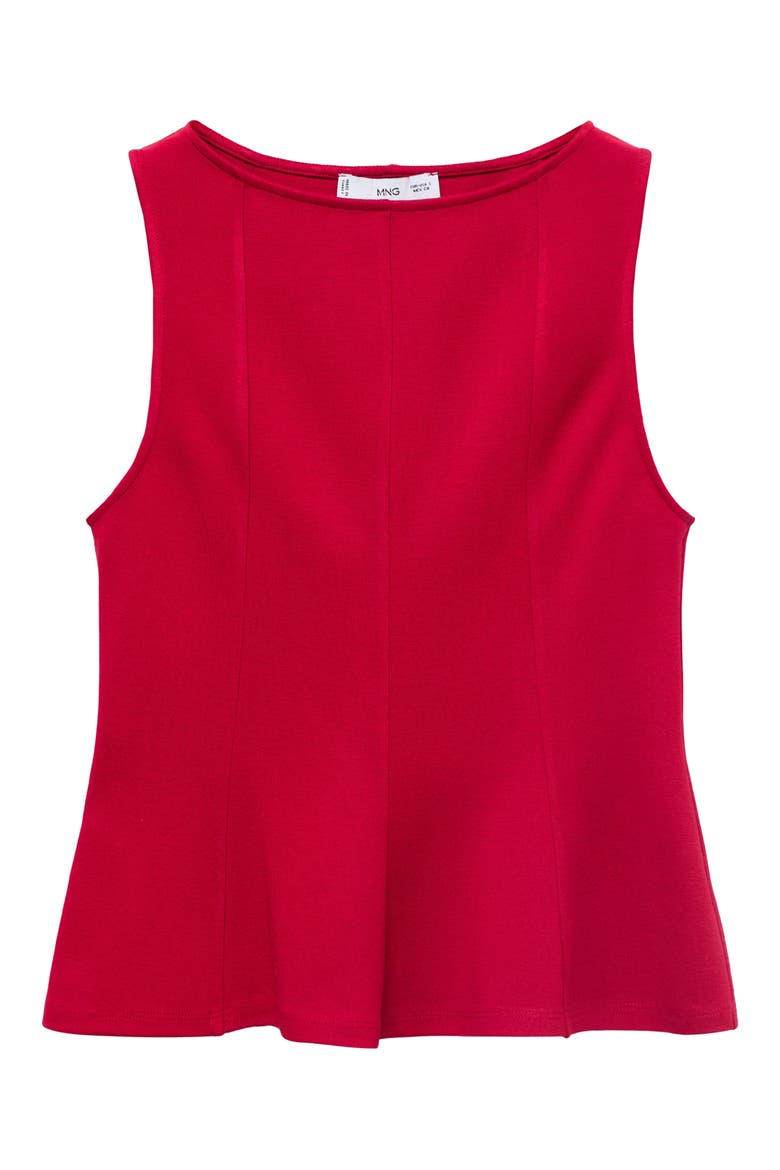 Seam Detail Sleeveless Peplum Top, Alternate, color, RED