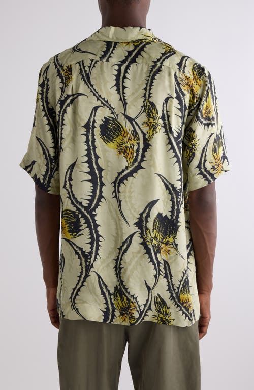 Dries Van Noten Carltone Print Camp Shirt In Pale Yellow