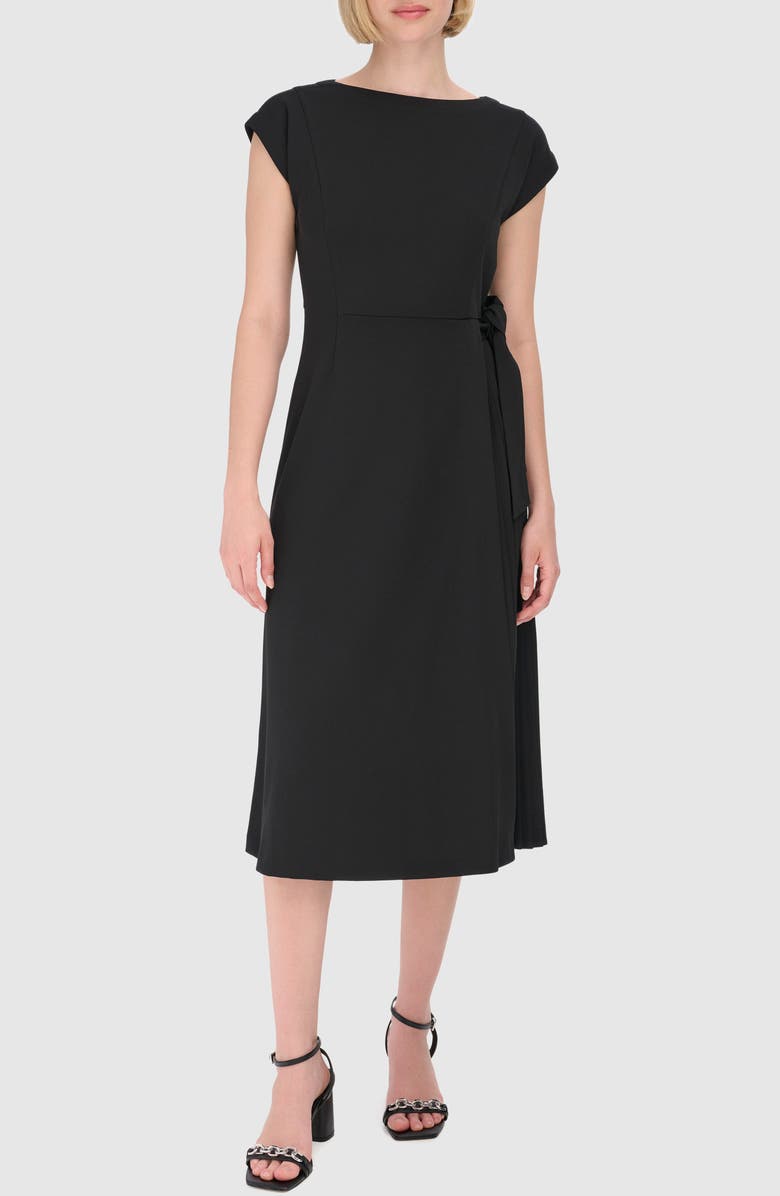 Calvin Klein Cap Sleeve Pleated Side Midi Dress, Main, color, 