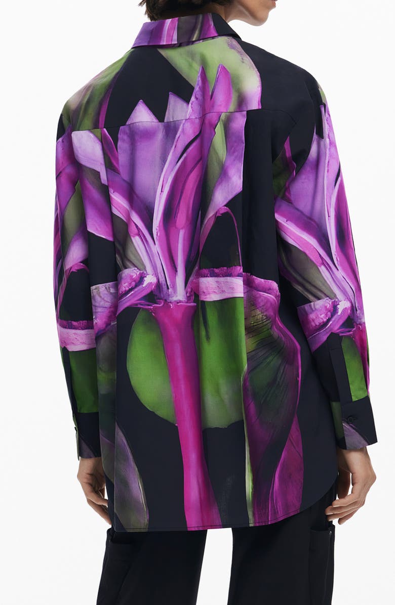 Desigual Print Button-Up Shirt, Alternate, color, Lilac