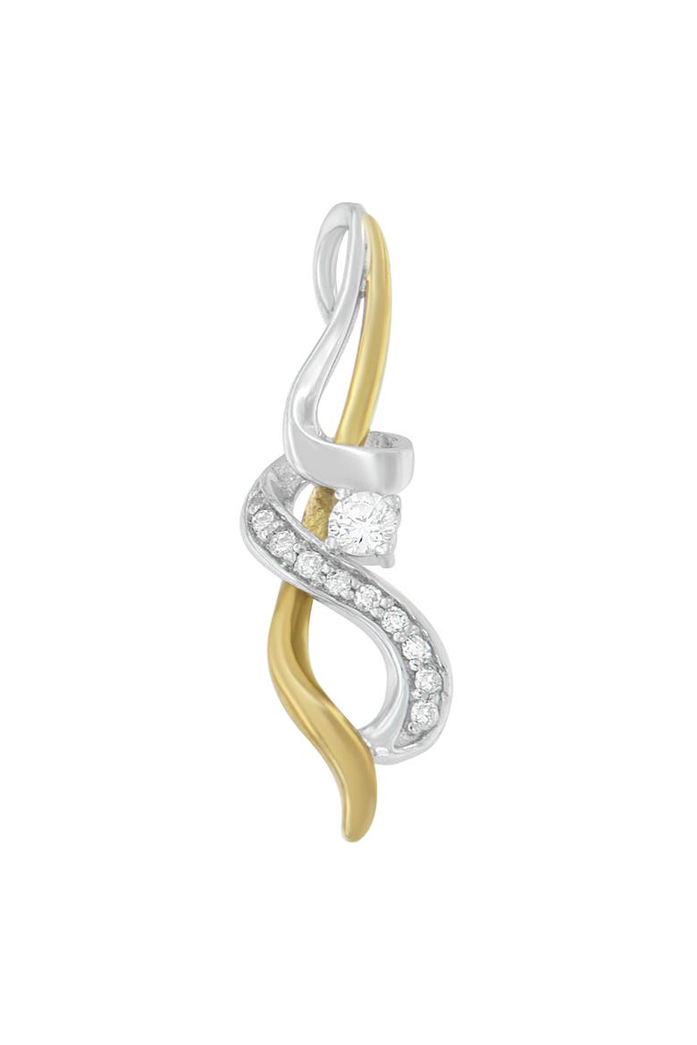 Espira 10K Two-tone Gold 1/5 cttw Diamond Intertwined Swirl Pendant Necklace, Alternate, color, Yellow