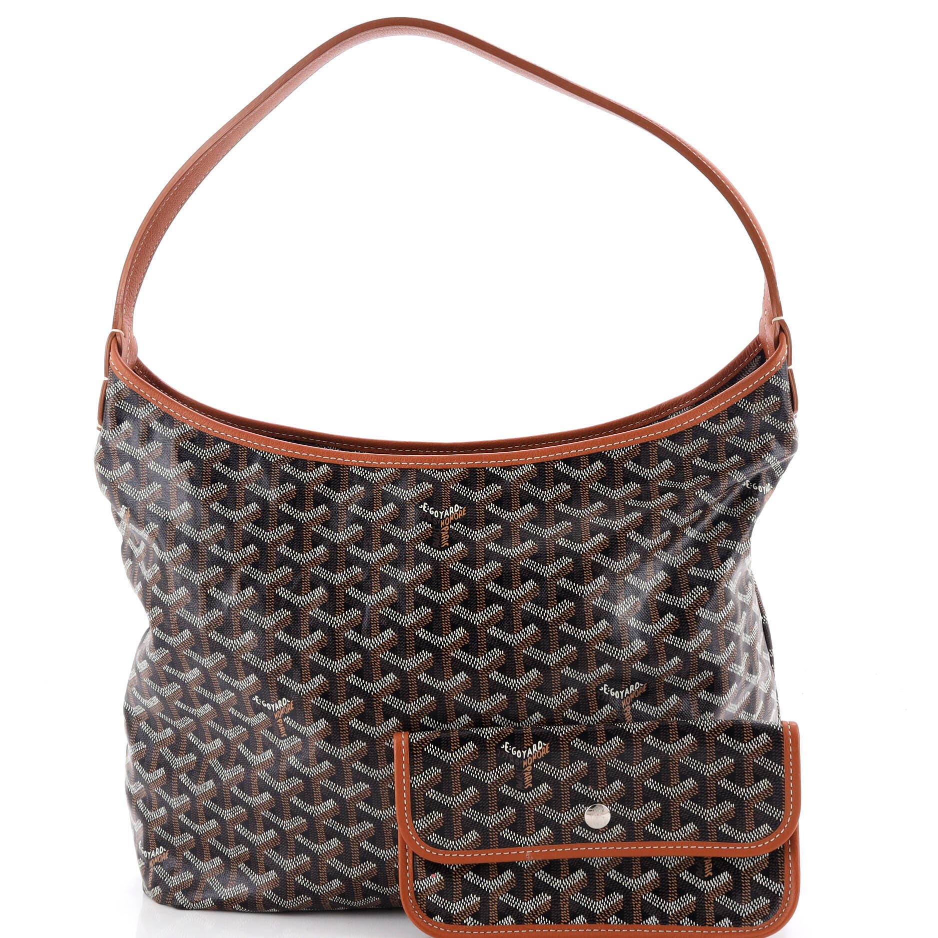 Pre-Owned Goyard Boheme Hobo Coated Canvas, Alternate, color, Brown