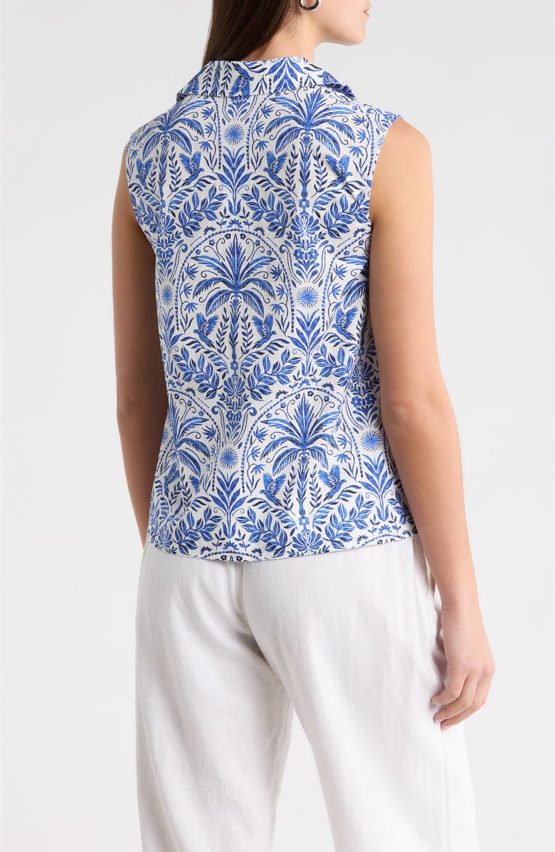 SUGARLIPS Romina Tropical Kirsa Sleeveless Shell Top, Alternate, color, Blue-White-Multi