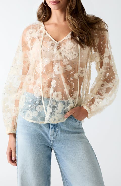 Sequin Sheer Top