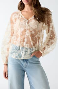 GUESS Sequin Sheer Top