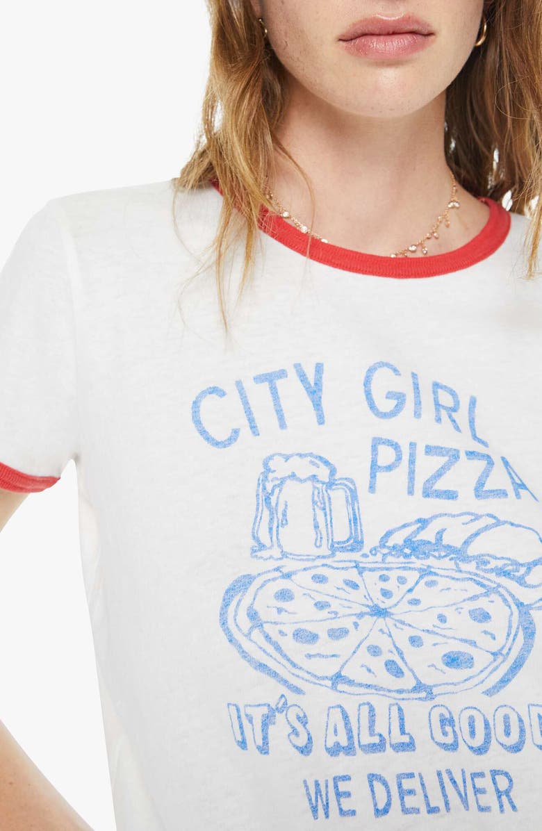 MOTHER Lil Goodie Goodie Ringer T-Shirt, Alternate, color, City Girl Pizza
