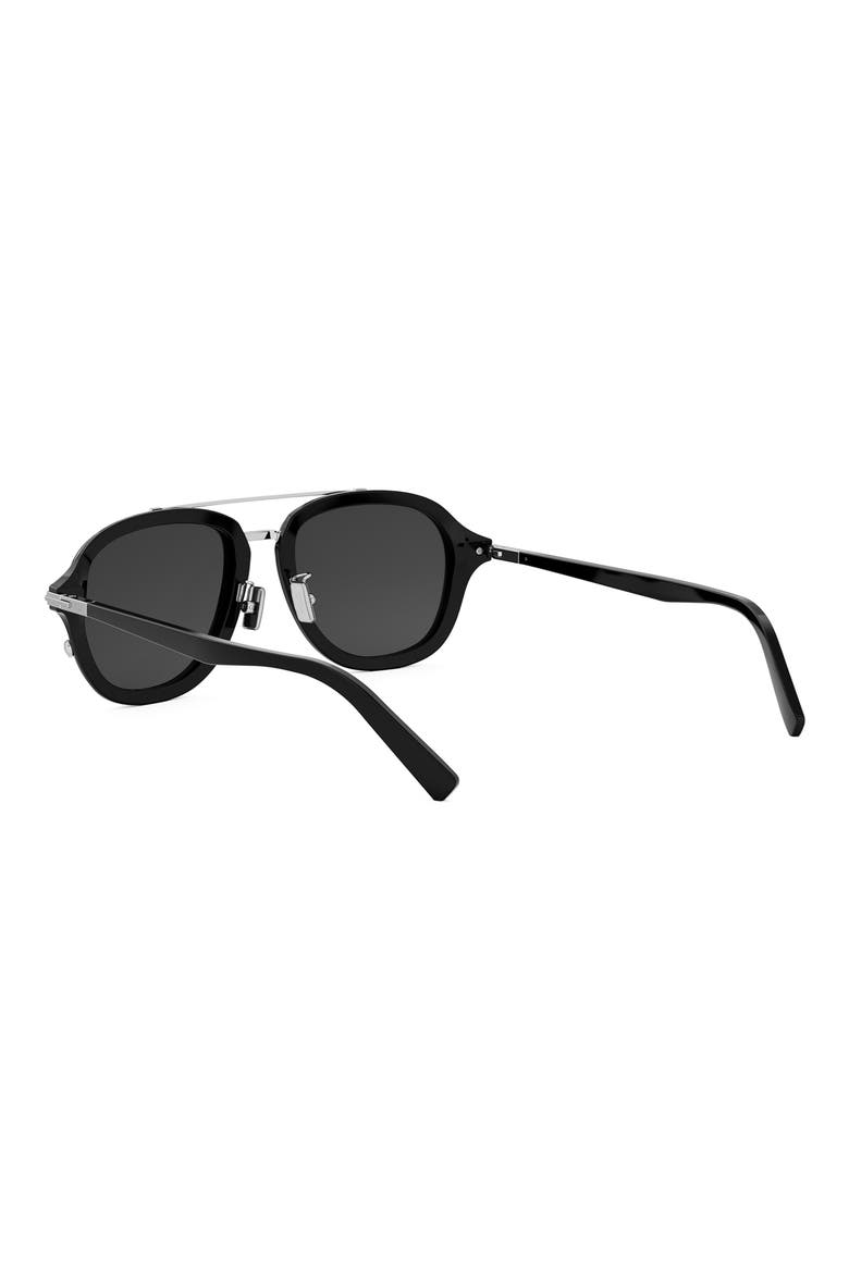 'DiorBlackSuit A4U 53mm Pilot Sunglasses, Alternate, color, SHINY BLACK / SMOKE