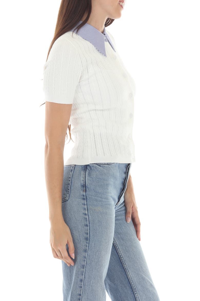 Short Sleeve Knit Top, Alternate, color, WHITE