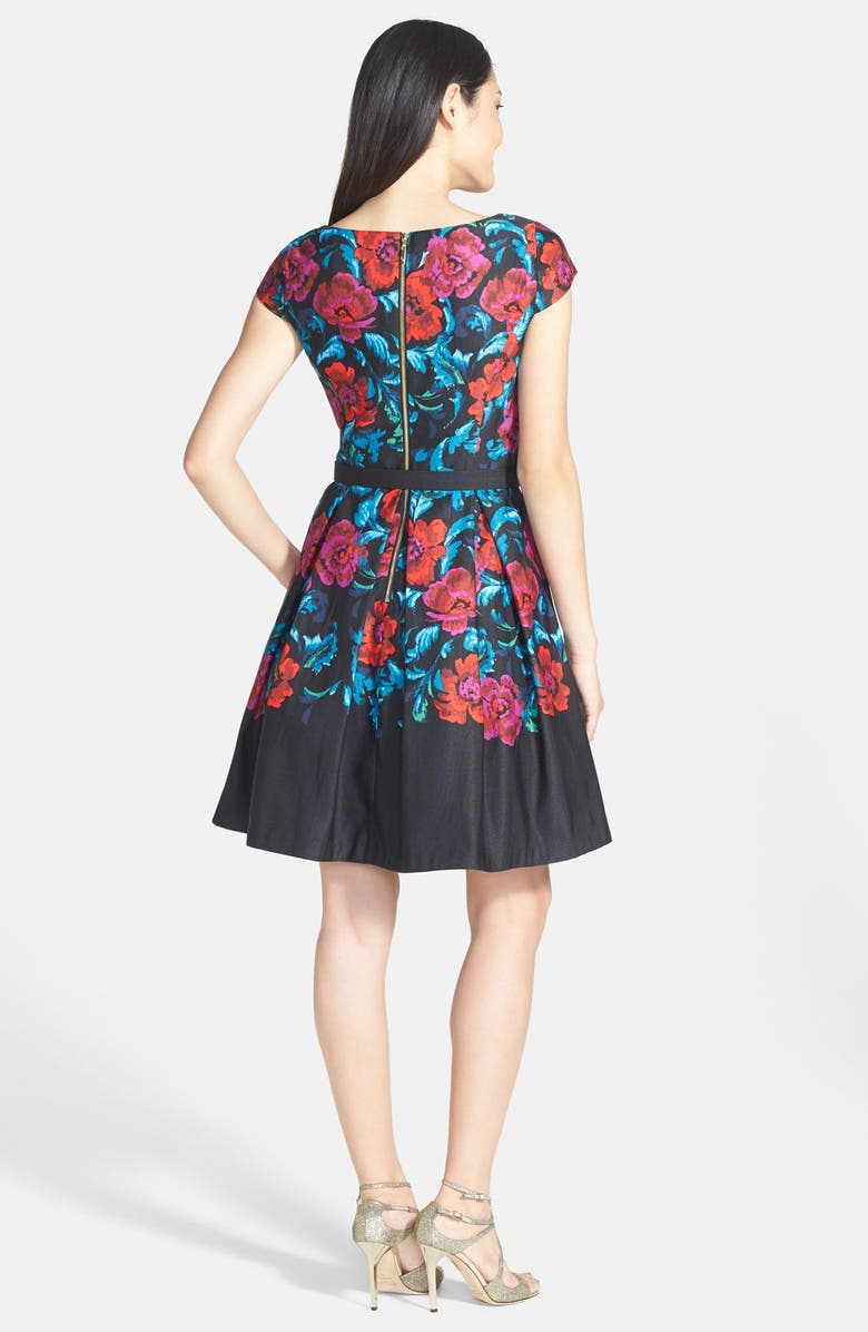 Eliza J Floral Print Pleat Fit & Flare Dress, Alternate, color, 
