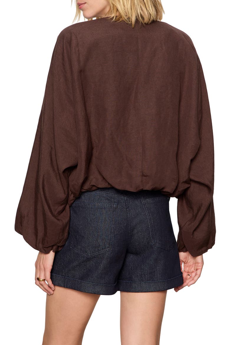 Linen Blend Bubble Jacket, Alternate, color, RICH SOIL BROWN