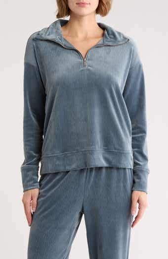 APANA Ribbed Velour Quarter Zip Sweatshirt