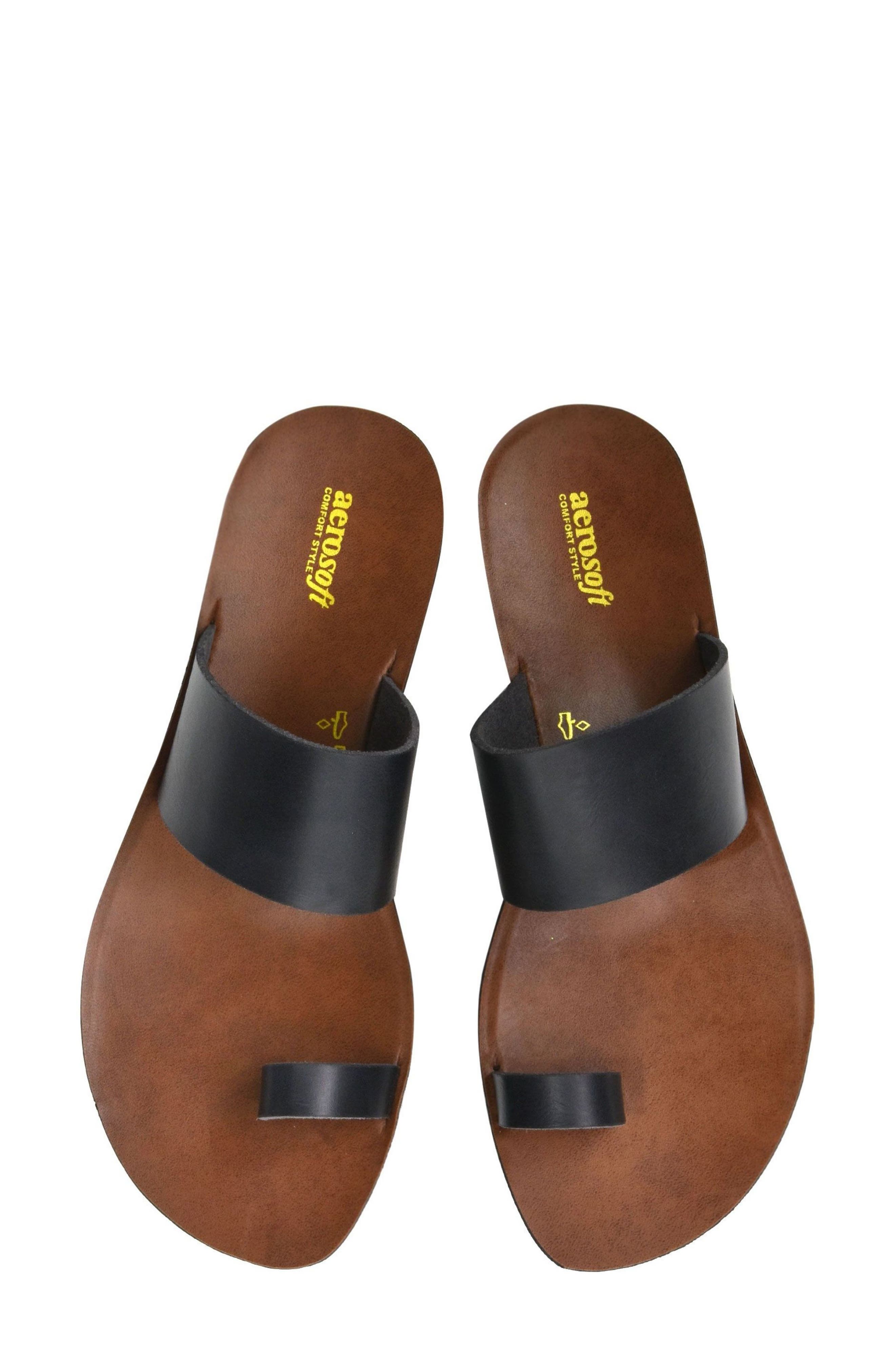 AEROSOFT Viewl Vintage Arch Toe Loop Sandal, Alternate, color, Black