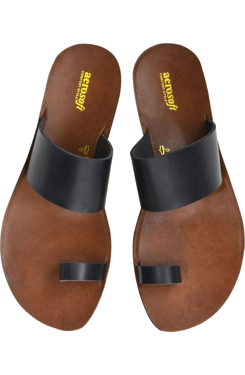 AEROSOFT Viewl Vintage Arch Toe Loop Sandal, Alternate, color, Black