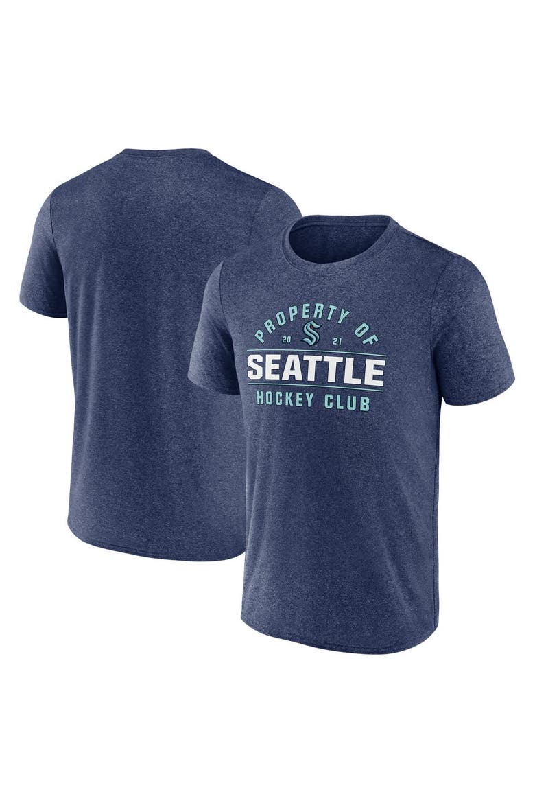 Men's Fanatics Heather Deep Sea Blue Seattle Kraken Property Of T-Shirt, Alternate, color, Heather Navy