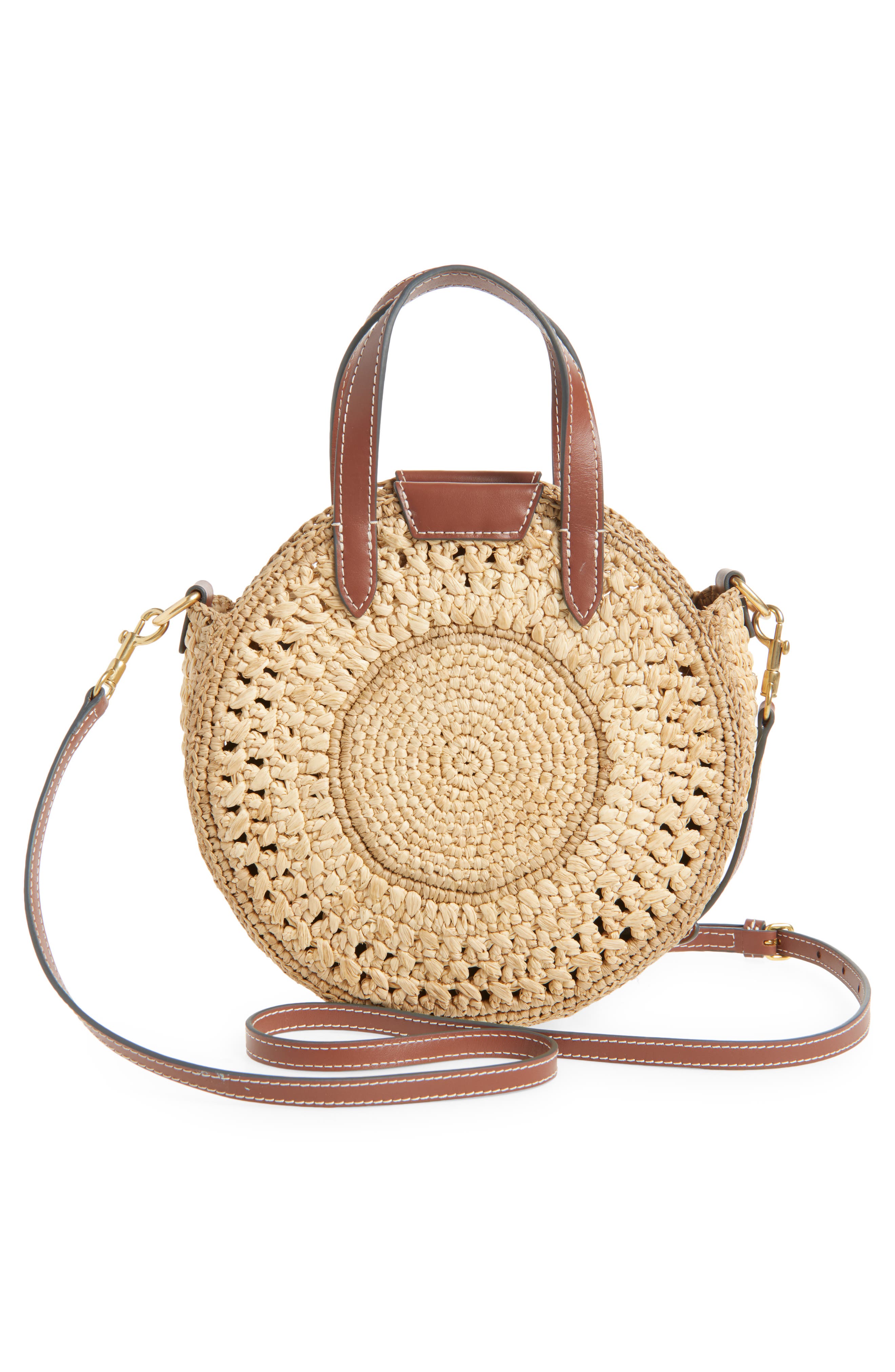Anya Hindmarch Small Bow Round Raffia Tote, Alternate, color, 