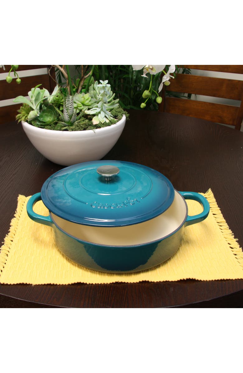 Crock-pot Enameled Cast Iron 5 Quart Round Braiser Pan with Self Basting Lid, Alternate, color, Blue