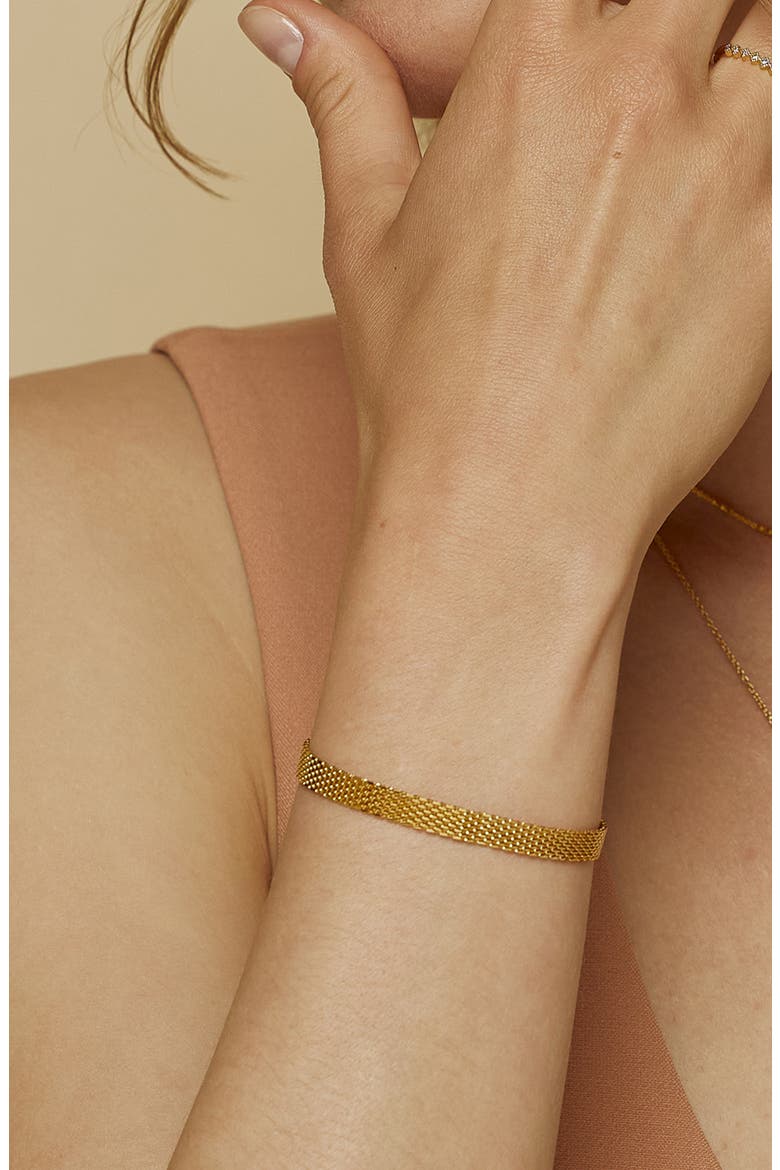 18k Gold Plated Sterling Silver Mash Chain Adjustable Bracelet Gift Idea, Alternate, color, Gold