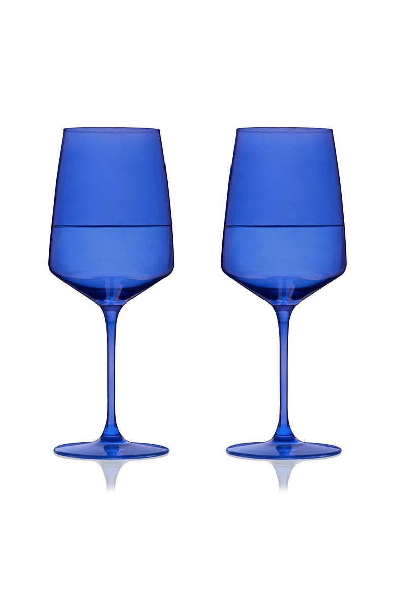 Viski Reserve Nouveau Crystal Wine Glasses Set of 2, Alternate, color, Blue