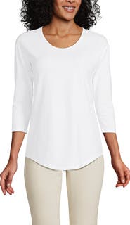 Lands' End Plus Size 3/4 Sleeve Lightweight Jersey Shirttail Tee