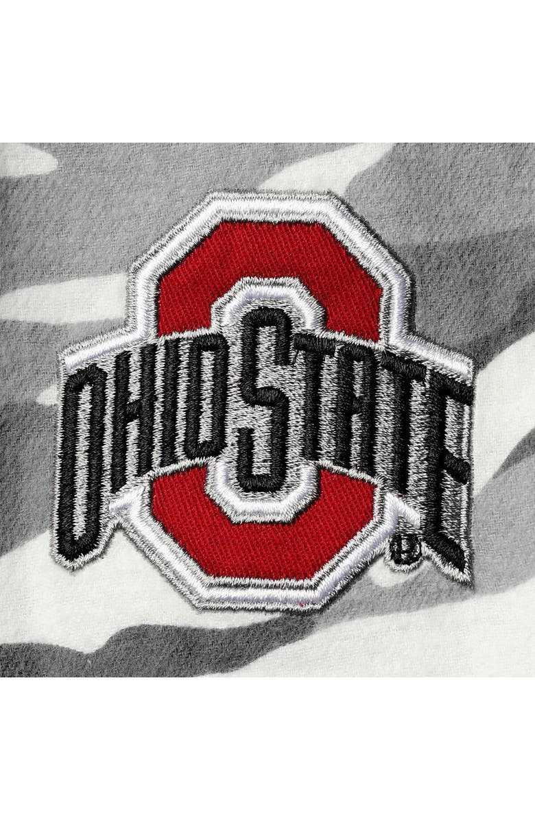 THE WILD COLLECTIVE Women's The Wild Collective Gray Ohio State Buckeyes Camo Flannel Button-Up Long Sleeve Shirt, Alternate, color, Gray