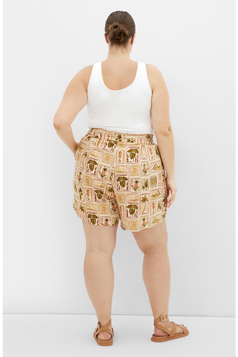 Bella Print Woven Shorts, Alternate, color, COOL TROPICS