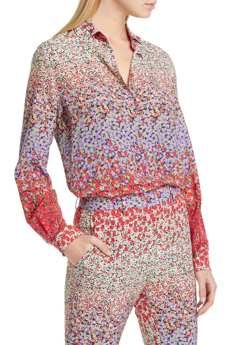 Floral Silk Blouse, Alternate, color, RED