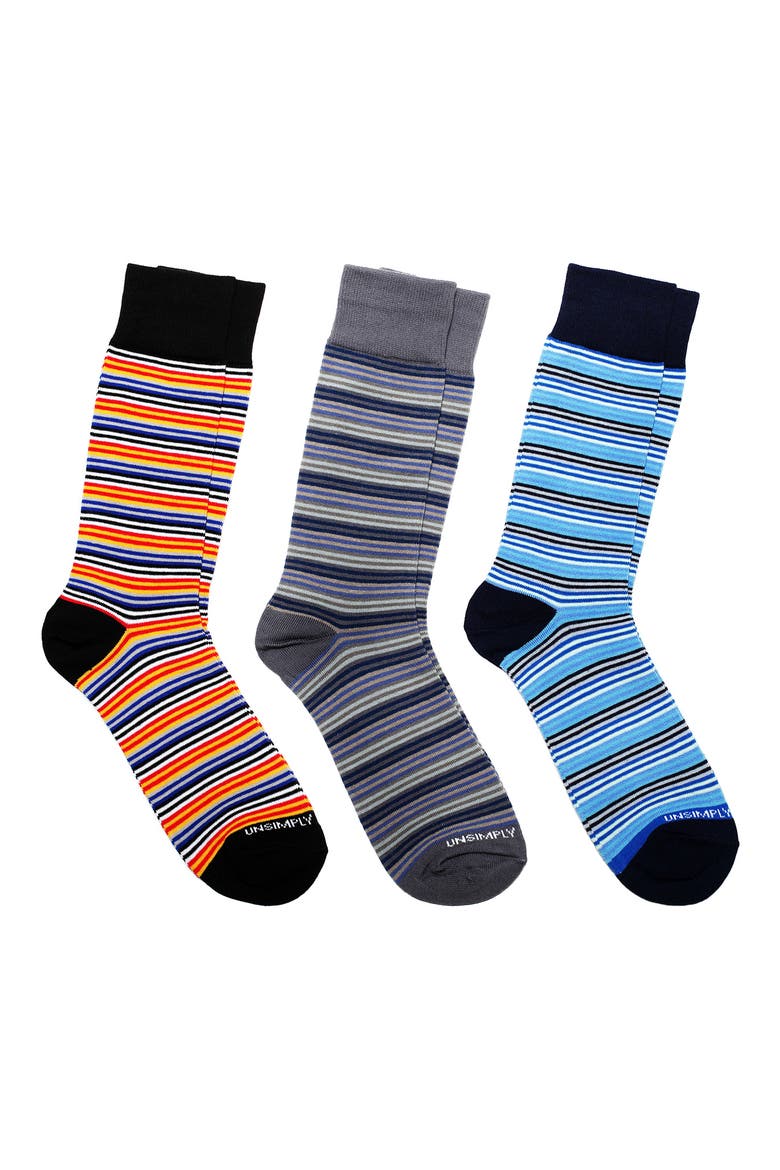 Assorted 3-Pack of Crew Socks, Main, color, BLUE MULTI
