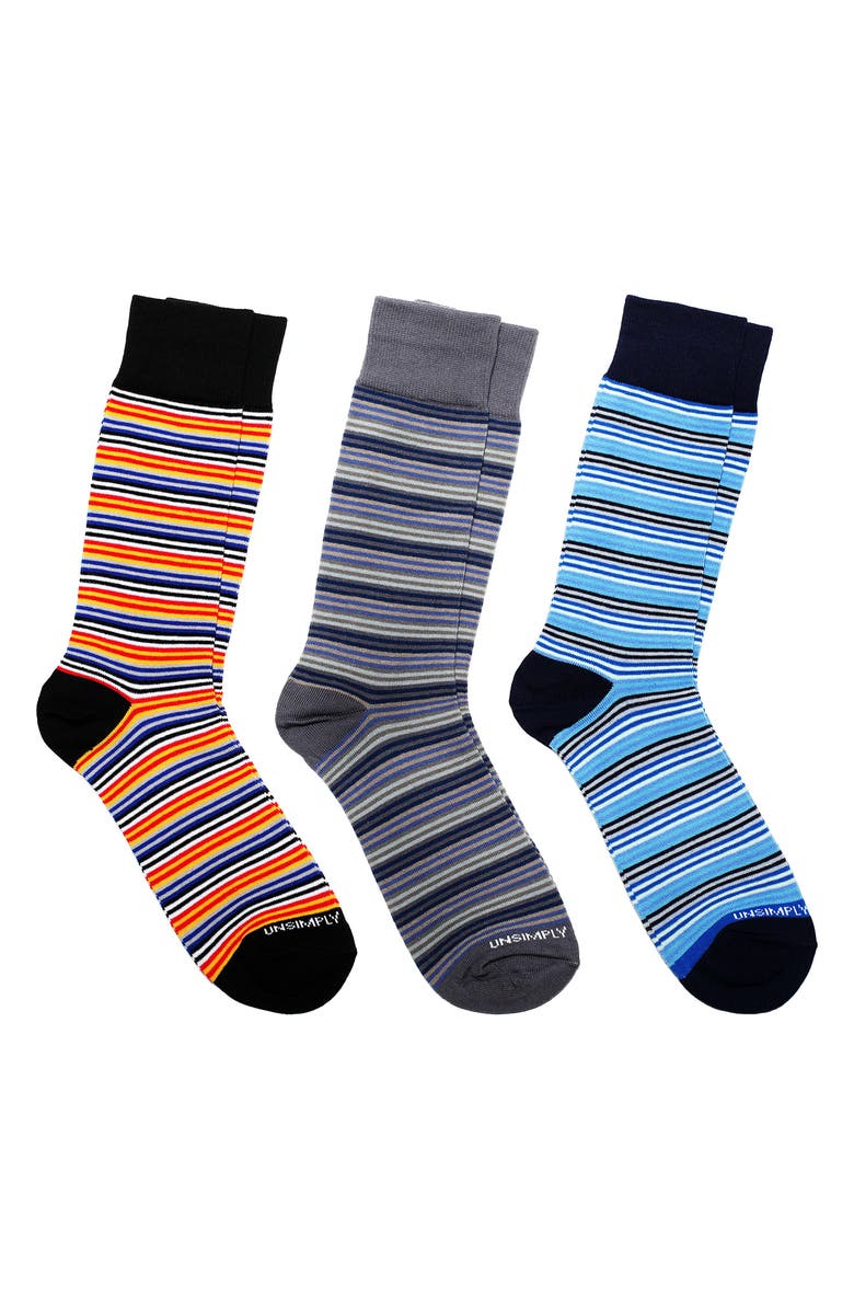 UNSIMPLY STITCHED Assorted 3-Pack of Crew Socks, Main, color, Blue Multi