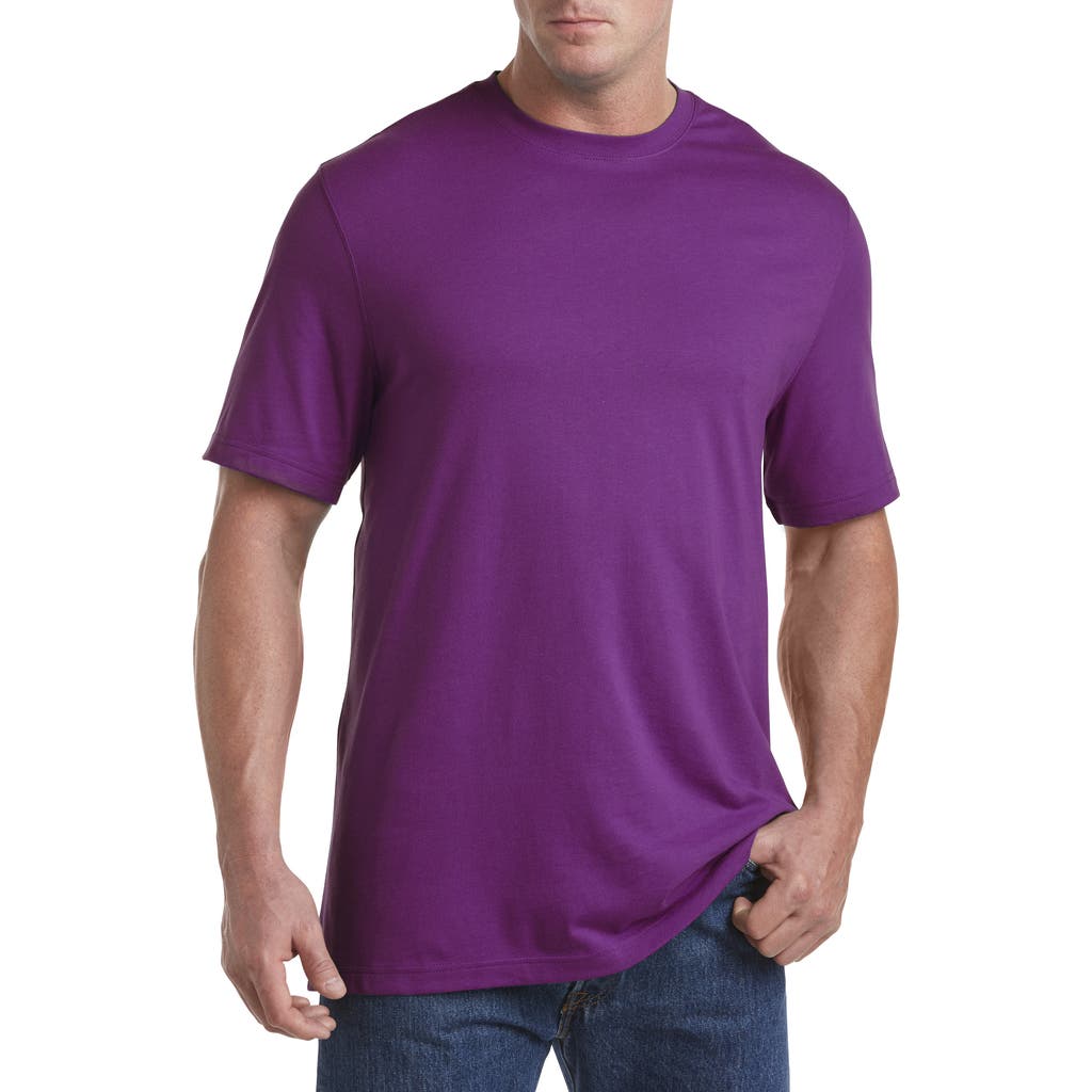 Harbor Bay By Dxl Big & Tall Moisture-wicking Jersey T-shirt In Purple