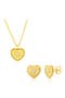 Cubic Zirconia Heart Necklace & Stud Earrings Set