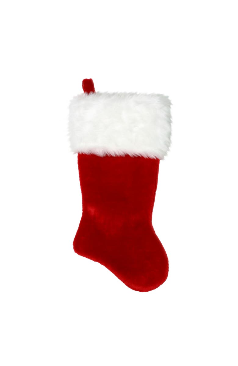 Northlight Plush Traditional Christmas Stocking with Cuff - 20" - Red and White, Main, color, Red