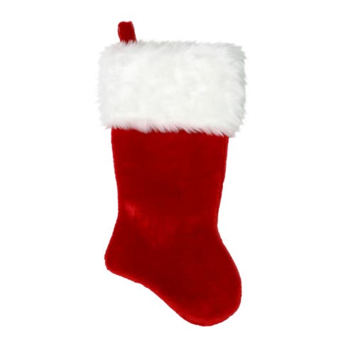 Plush Traditional Christmas Stocking with Cuff - 20" - Red and White