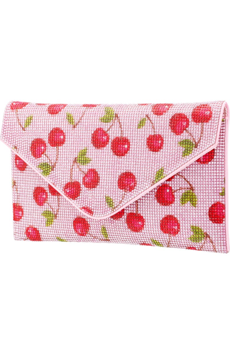 Nina Cherry Print Crystal Envelope Clutch, Alternate, color,