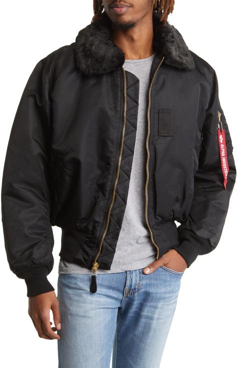 Alpha B-15 Water Resistant Flight Jacket with Removable Faux Fur Collar