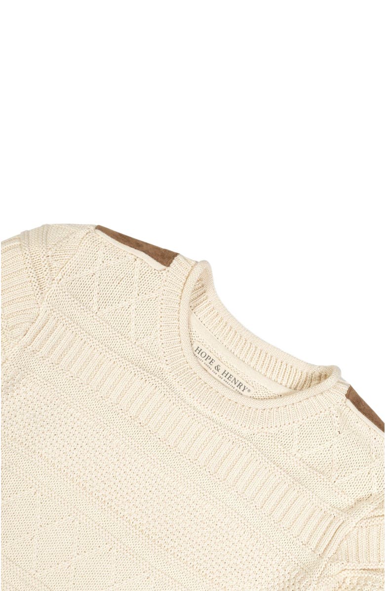 Hope & Henry Baby Boys' Organic Cable Sweater with Suede Detail, Infant, Alternate, color, 
