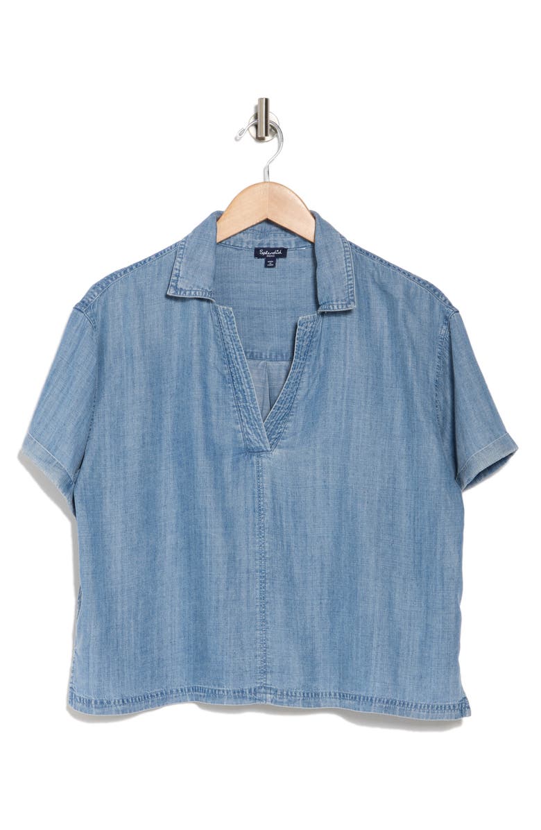Splendid Chambray Polo Top, Alternate, color,