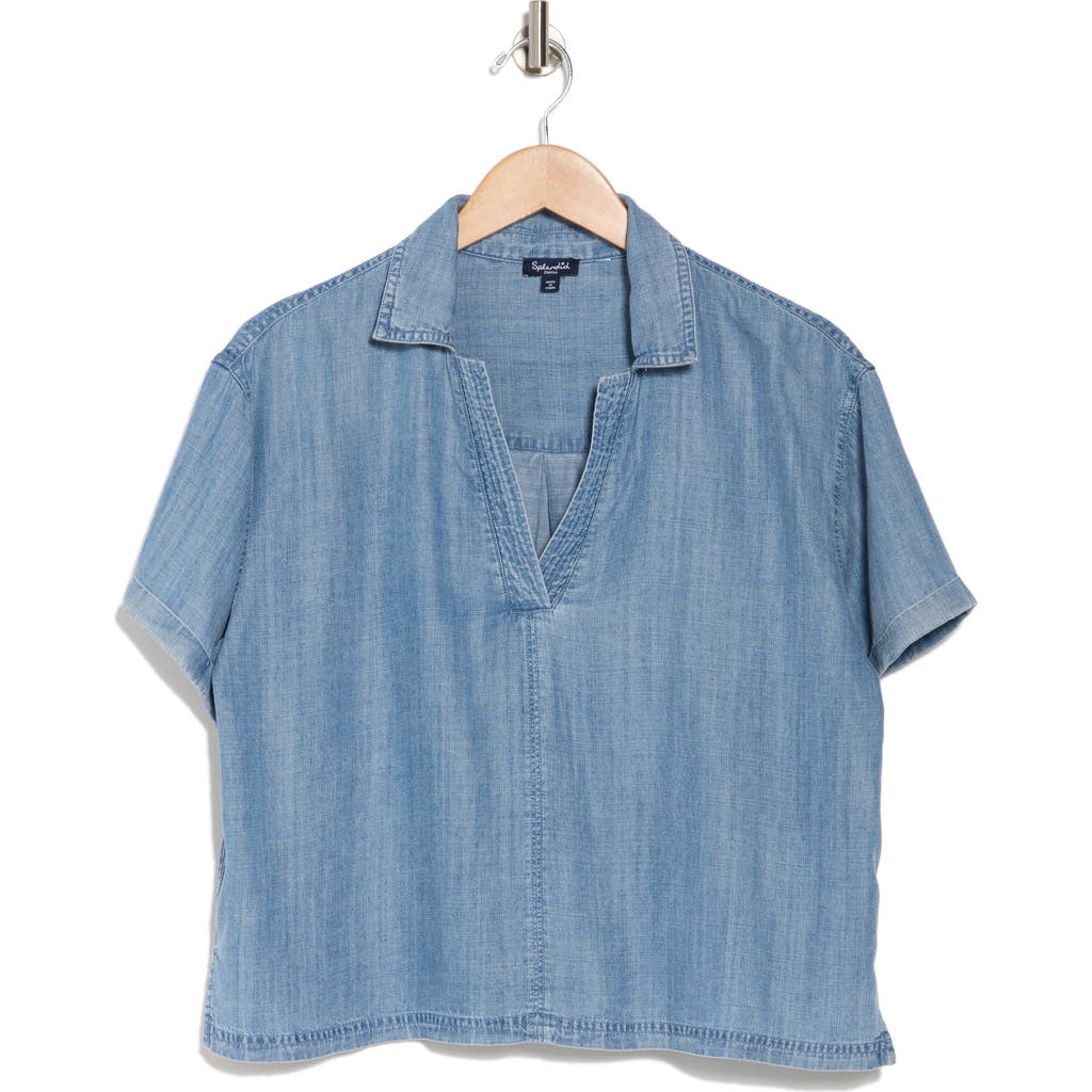 Splendid Chambray Polo Top In Indigo