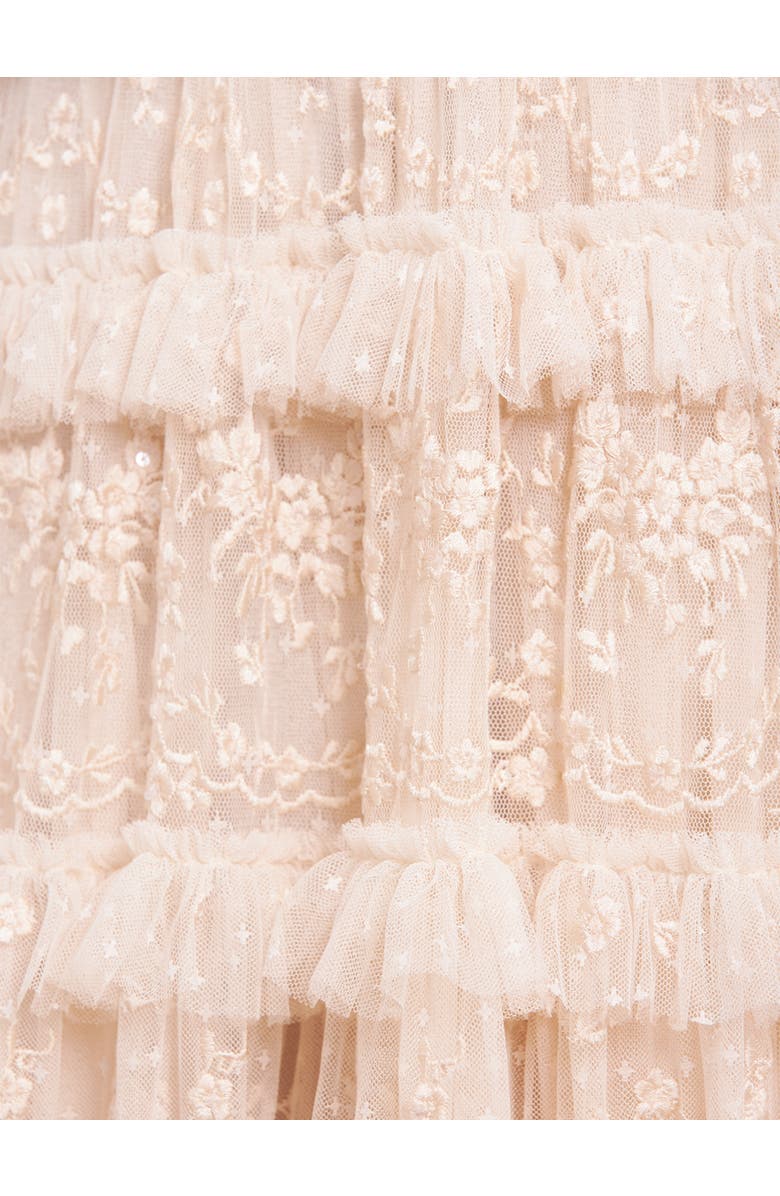 Needle & Thread Blossom Long Sleeve Lace Ankle Gown, Alternate, color, Cream