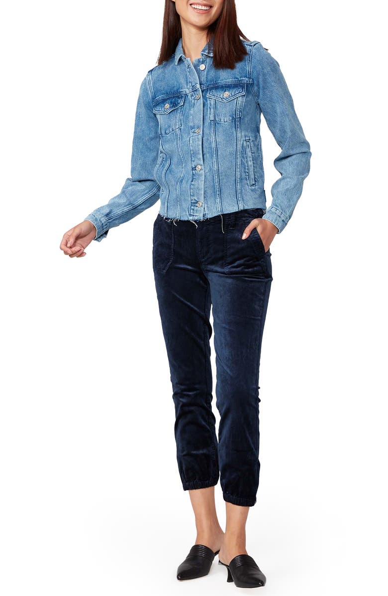 PAIGE Rowan Raw Hem Denim Trucker Jacket, Alternate, color,