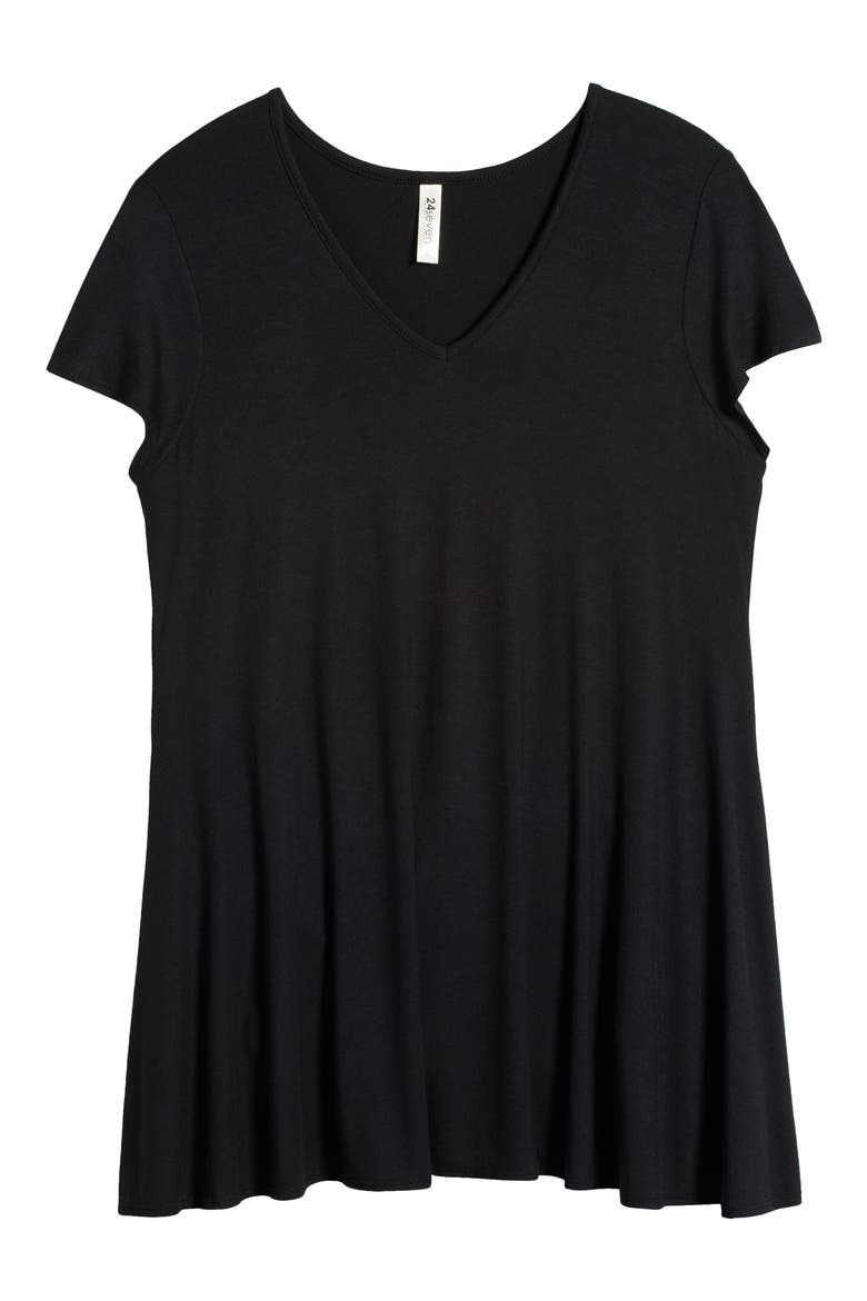 V-Neck Jersey Swing Top, Alternate, color, BLACK