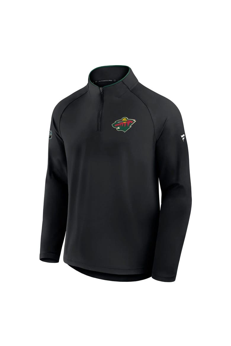 Men's Fanatics Black Minnesota Wild Authentic Pro Rink Training Quarter-Zip Pullover, Alternate, color, Black