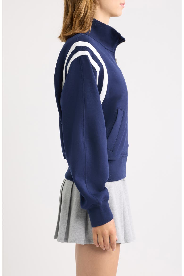 Double Knit Tennis Graphic Cotton Blend Zip Front Sweatshirt, Alternate, color, NAVY
