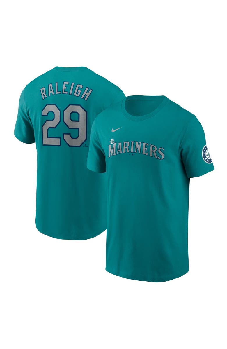 Nike Men's Nike Cal Raleigh Aqua Seattle Mariners Fuse Name & Number Inline T-Shirt, Main, color, Aqua